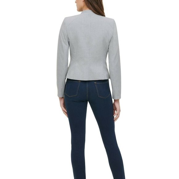 Tommy Hilfiger Women's Zip-Up Moto Jacket, Grey, 6 - Picture 4 of 9